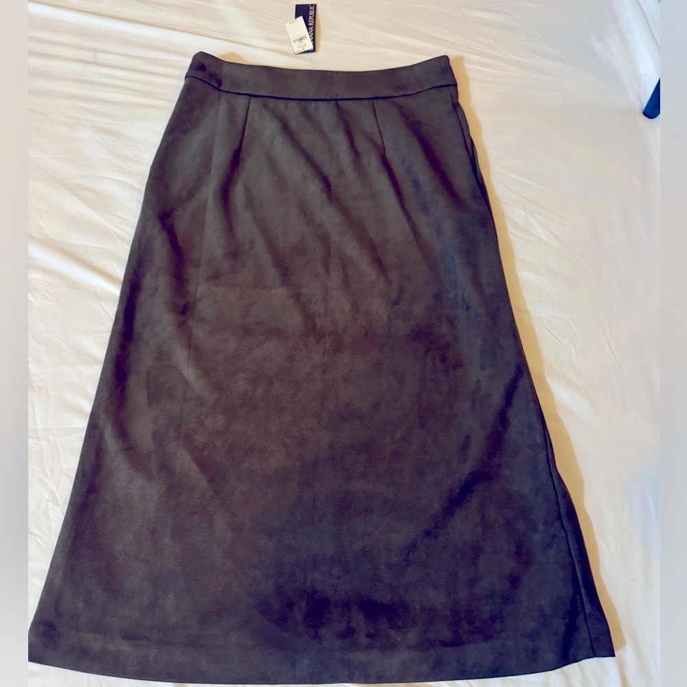 Banana Republic Vegan Suede Midi Skirt Camo Green Size 4